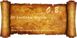 Orlovszky Borsa névjegykártya